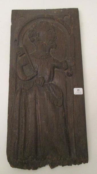 null Panneau rectangulaire en bois naturel sculpté de St PIerre 40x19 cm