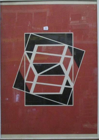 École contemporaine "Abstraction" Papiers découpés 69x48 cm