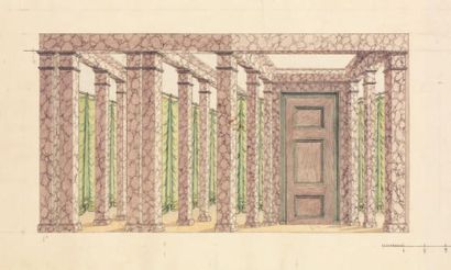 François VERLY (Lille 1760 - id.; 1822) Projet de colonnade Plume, encre noire et...
