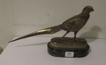 JACQUEMART, Alfred (1824-1896) «Faisan». Epreuve en bronze à patine désargentée signée...