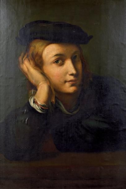 Antonio Allegri, dit Il Correggio CORREGE (D'après) (1489 - 1534) Portrait de jeune...
