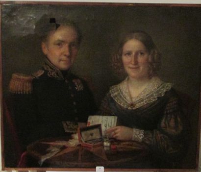 Jean-Baptiste MUTIN (Morey 1789 - id.; 1856) Officier de marine et son épouse à sa...