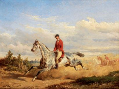 Édouard Bernard SWEBACH (1800-1870) Chasse à courre Huile sur panneau. 20 x 25 cm...