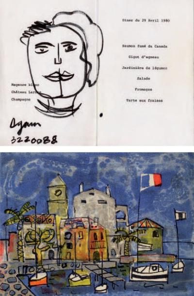 ABBOUD Lithographie originale, pour la carte de voeux, 1963, de la galerie Raymonde...