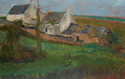 Christian Hugues CAILLARD (1899-1985) "Maisons en Bretagne" Huile sur toile Signée...