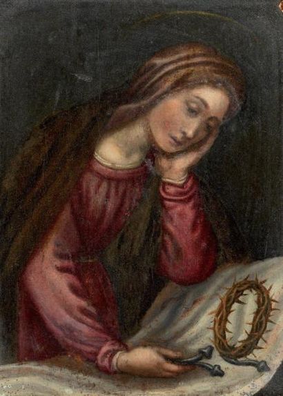 Ecole italienne du XVIIe siècle La Vierge de douleur devant la couronne d'épines...