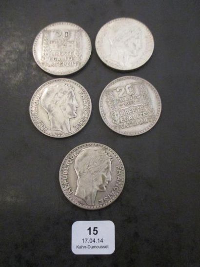 null Lot de 5 pièces de 5 franc 1935