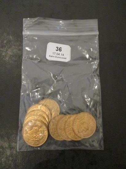 null Dix pièces de 20 F Suisse en or jaune