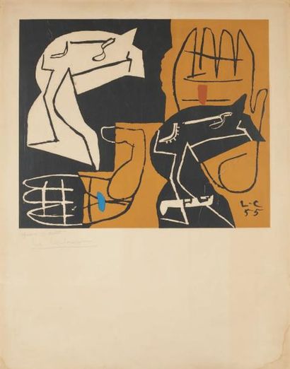 Charles LE CORBUSIER Tapisseries 1956 37,5 x 45,6 cm. Affiche d'exposition à la galerie...