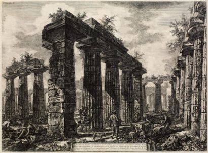 Jean-Baptiste PIRANESE (1720 - 1778) Vue des restes du Pronaos... - Autre vue de...