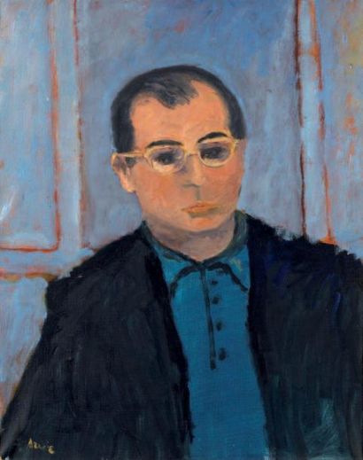 David Azuz (1942-2014) Portrait d'Abel Rambert Huile sur toile Signée en bas à gauche...