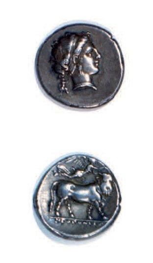 null Campanie: Naples. (380-280 av. J.-C.). Statère en argent. 7,3 g. Tête de nymphe...