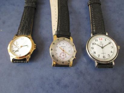 PEQUIGNET Séoul 1988 n°0394 montre en métal bracelet cuir. On y joint deux montres...