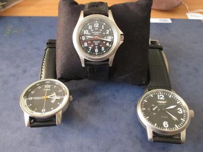 TIMEX Modèle Indiglo WR100 montre en acier bracelet cuir. POLJOT modèle aviator 10atm...