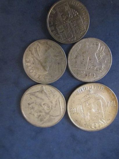 null 1 Pièce de 100 F belge en argent 1950, 1 pièces de 50 F Belge Mercure en argent,...