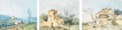 Louis Gabriel MOREAU dit MOREAU L'AÎNÉ (Paris 1740-1806) Paysages des environs de...