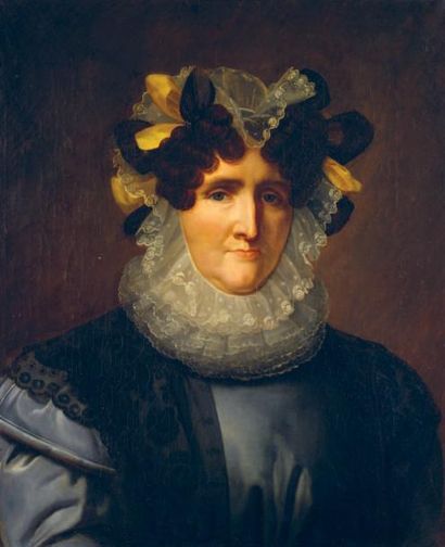ECOLE FRANCAISE (Premier tiers du XIXe siècle) Portrait de femme à la coiffe. Huile...