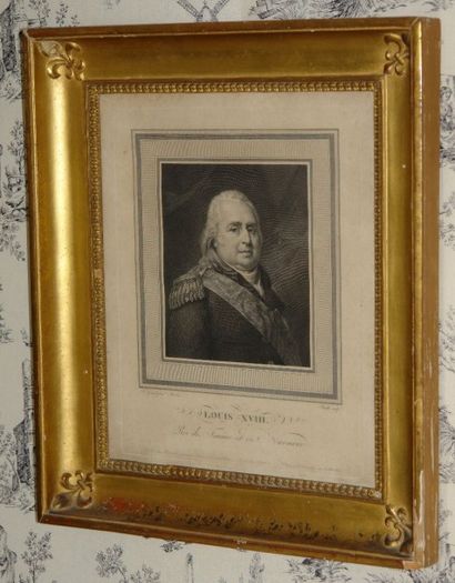 null POTRELLE d'après François GERARD Portrait de Louis XVIII. Gravure en noir. 51,5...