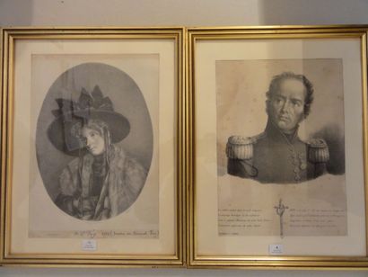 null Deux gravures général Foy et son épouse. 25 x 18 cm