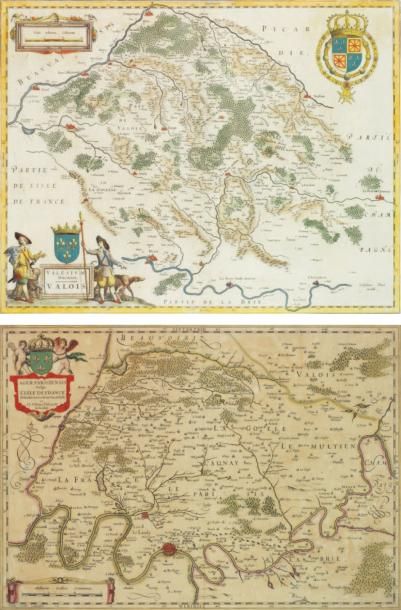 François de LA GUILLOTIERE et Pierre PITHOU L'Isle de France. Le Valois. Deux cartes...