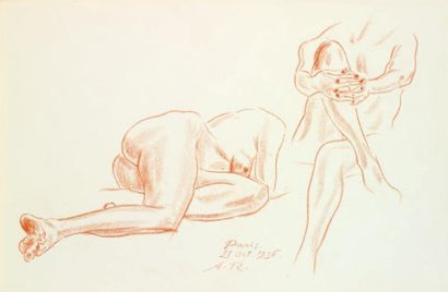 Alexandre ROUBTZOFF (1884-1949) Etudes de Nus, 1936 Sanguine sur papier Situé Paris,...