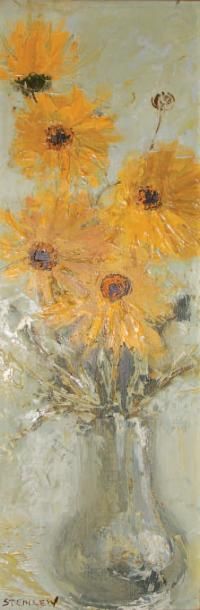 Aimé Daniel STEINLEN (né en 1923) Cornet jaune Huile sur toile Signée en bas à gauche...