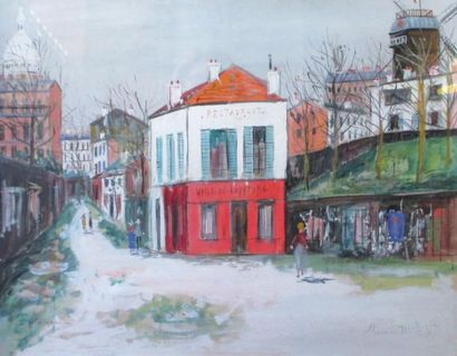 Maurice UTRILLO (1883-1955) Montmartre, vers 1931 Gouache sur papier Titré en bas...