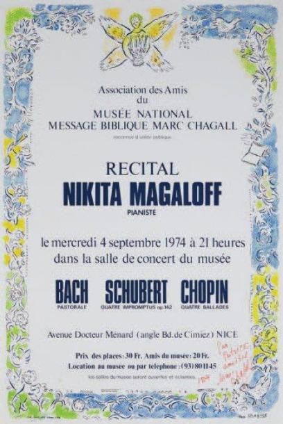 null RECITAL NIKITA MAGALOFF 1974 52 x 77 cm signée et dédicacée
