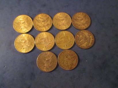 null 10 Pièces de 10 dollars Coronet Head en or 1900 (3), 1901 (7)