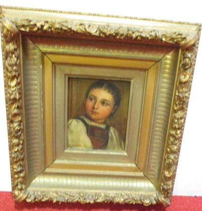 Johann MAKLOTH (1846-1908) Portrait de jeune fille huile sur panneau signée en bas...