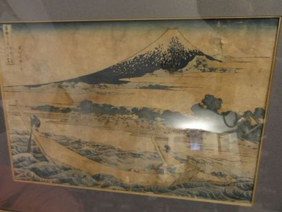 null Estampe japonaise Mont Fuji (accidents 24x36,5 cm