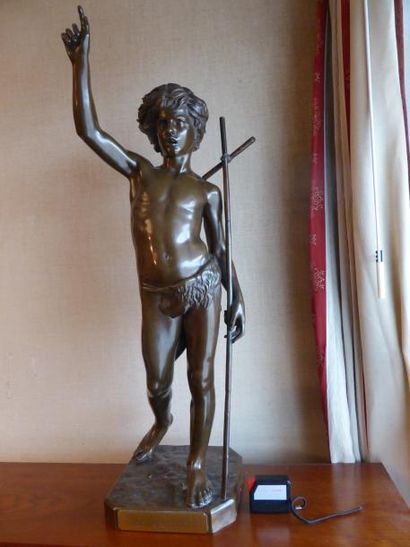 Paul DUBOIS (1827-1905) d'après Saint Jean Baptiste enfant sculpture en bronze patine...