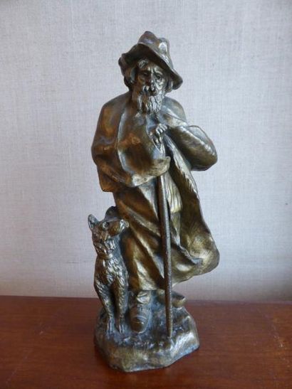 Georges OMERTH (1895-1925) d'après Le berger sculpture en bronze signé sur la base...
