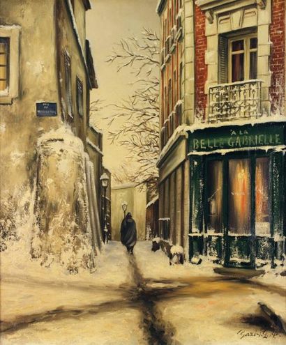 Gazi LE TATAR Rue Saint Vincent: le bistrot de la belle Gabrielle Huile sur toile...