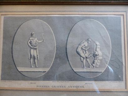 Jean Baptiste WICAR (1762-1834) Pierres gravées Antiques Paire de gravures