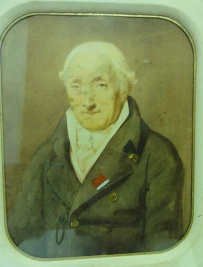 ECOLE FRANCAISE Portrait d'homme à la Légion d'Honneur Gouache 19,5x15,5 cm