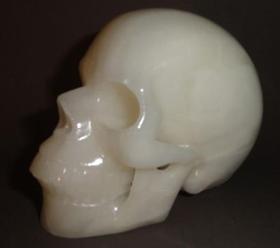 Cabinet de curiosités Crâne Pierre blanche, calcite (?) L: 12,5 cm