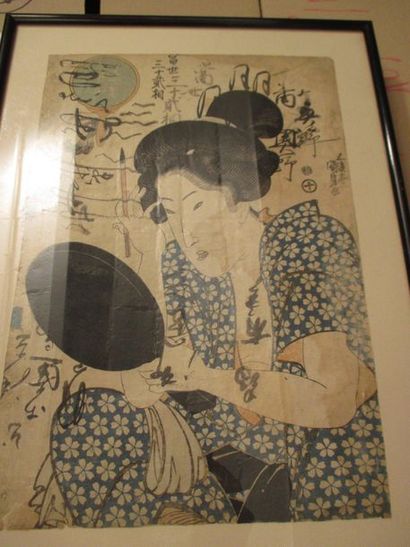 null Lot d'estampes comprenant cinq oban tate-e et partie de tryptique par Kunisada...