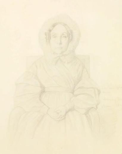 AMAURY - DUVAL Eugène Emmanuel - Montrouge 1808 - Paris 1885 Portrait de femme âgée...