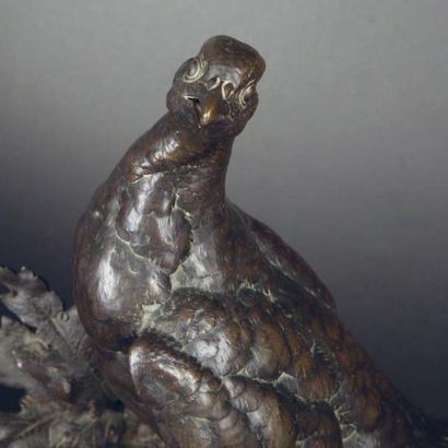 Jules Moigniez (1835-1894) Perdrix Epreuve en bronze à patine brun noire, signé sur...