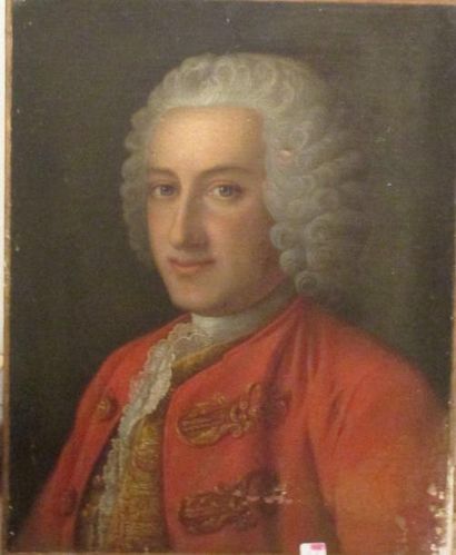 École FRANÇAISE du XVIIIe siècle Portrait d'homme aux yeux bleus, coiffé d'une perruque...