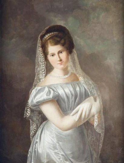 Johann Friedrich HESSE (1792-1848) Portrait de dame au collier de perles, 1838 Huile...
