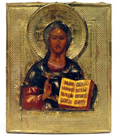 null Christ Pantokrator Icône russe, probablement de l'école des Vieux Croyant, c....
