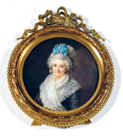 PERIN - SALBREAUX Louis-Lié, Reims 1753 - 1817 Portrait de femme au bonnet orné d'un...
