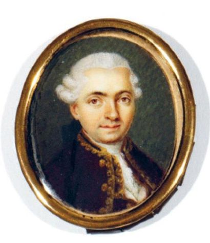 École FRANÇAISE de la fin du XVIIIe siècle Portrait d'homme coiffé d'une courte perruque...