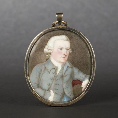 William Russell BIRCH (1755-1834) Portrait d'homme à la perruque Médaillon émaillé...