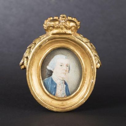 École Allemande du XVIIIe siècle Portrait d'homme à la chemise ornée de brocarts...