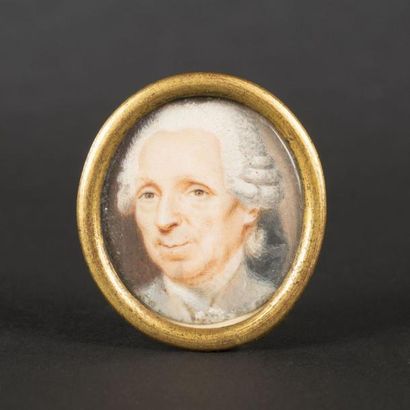 ÉCOLE ALLEMANDE de la fin du XVIIIe siècle Portrait d'homme à la perruque Miniature...