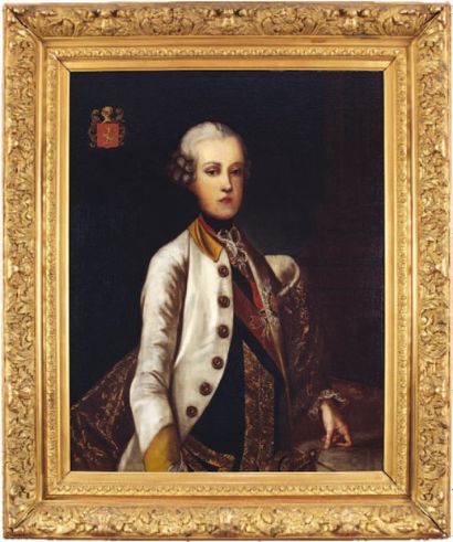 "ECOLE ALLEMANDE du XVIIIe siècle" "Portrait d'un jeune prince, coiffé d'une perruque...
