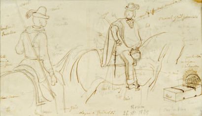 "ENSEMBLE D'OEUVRES DE RAFFET Auguste (Paris 1804 - Gênes 1860) " "Deux cavaliers,...